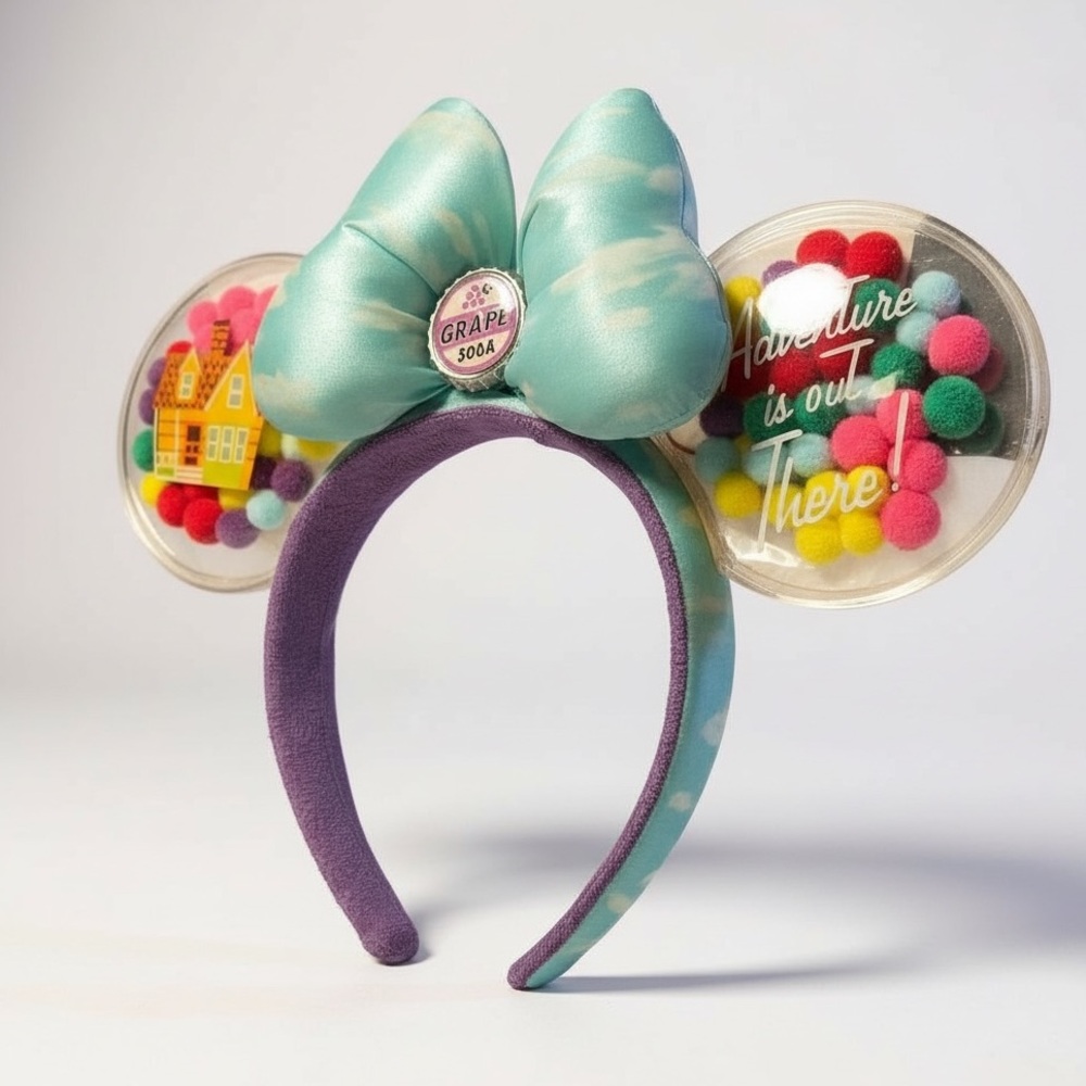 Disney Parks Pixar UP Minnie Ears, Grape Soda Badge & Balloon House, Brand New! - Picture 3 of 6